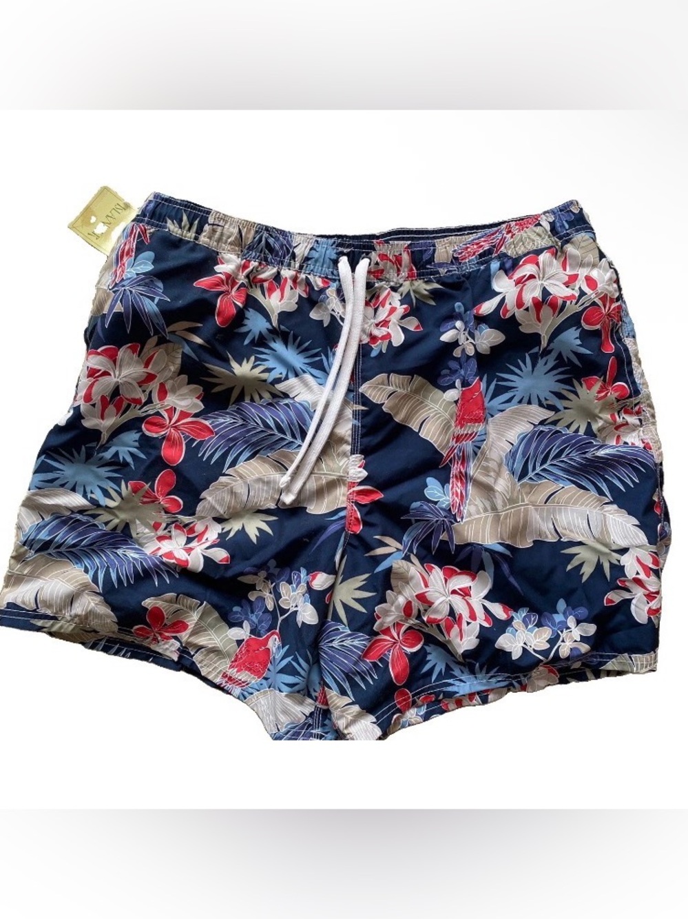 Islander Swim Trunks Parrot Tropical Swimwear Red Blue Grey (X) Swim Bottoms XL